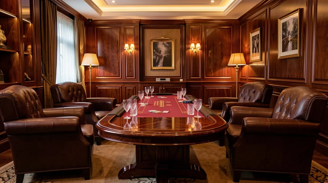 Interieur van de exclusieve Dylvoria Poker Lounge in Rotterdam